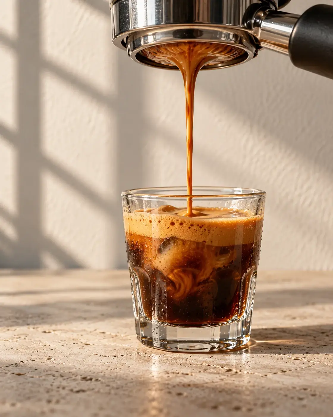 Espresso keluar dari mesin